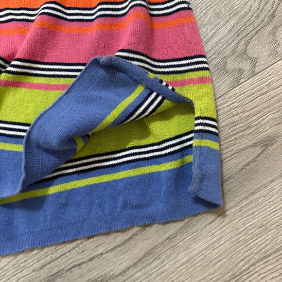 Susan Bristol Cardigan Sweater Vest Knit Size L Retro Stripes Tank Top Rainbow - Picture 3 of 8